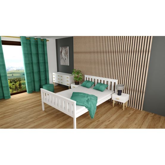 Dřevěná postel Aga 200 x 90 cm - bílá