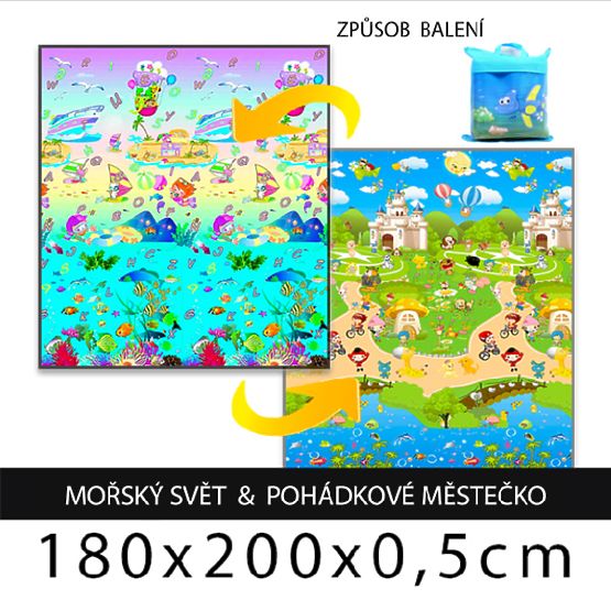 Dětský pěnový koberec - mořský svět + pohádkové městečko