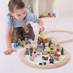 Bigjigs Rail Velká sada příslušenství dřevěné vláčkodráhy, Bigjigs Rail