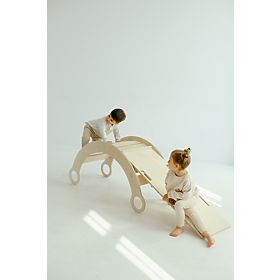 Dřevěná Montessori houpačka se skluzavkou/lezeckou stěnou L - přírodní, baby wood